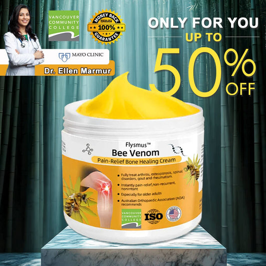 Flysmusβ’ Bee Venom Pain-Relief Bone Healing Cream - USA Osteopathic Medical Association οΌAAOSοΌApproved(Reducing joint swelling, pain, stiffness, redness, warmth, soreness, and joint fatigue)